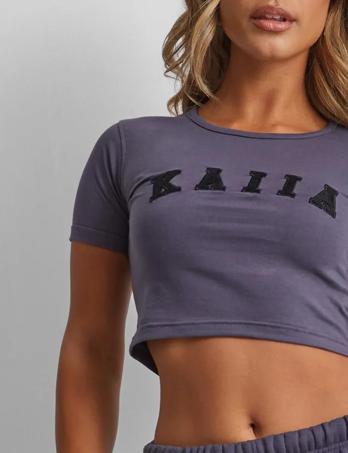 Women Kaiia Baby Tee Dark Grey Grey Public Desire Tops