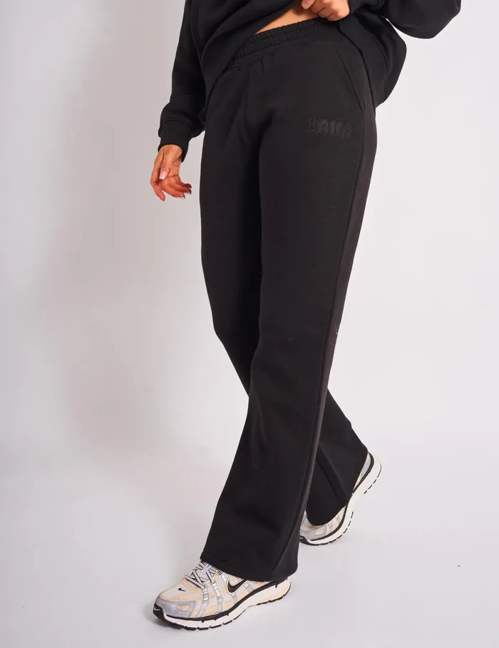Women Kaiia Bubble Borg Wide Leg Sweat Pants Black Black Public Desire Jogger and Leggings