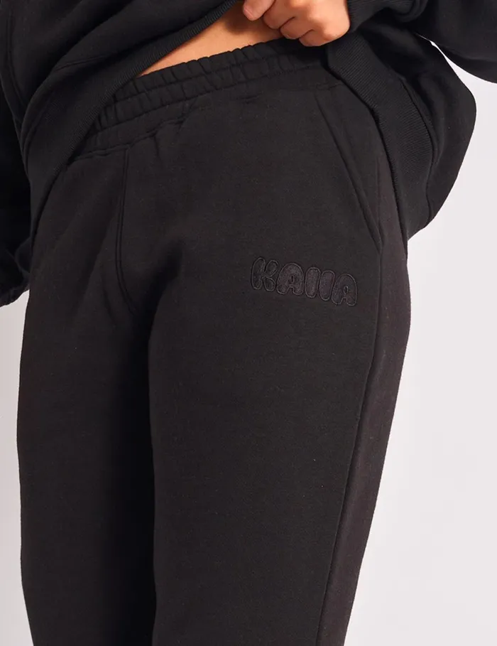 Women Kaiia Bubble Borg Wide Leg Sweat Pants Black Black Public Desire Jogger and Leggings