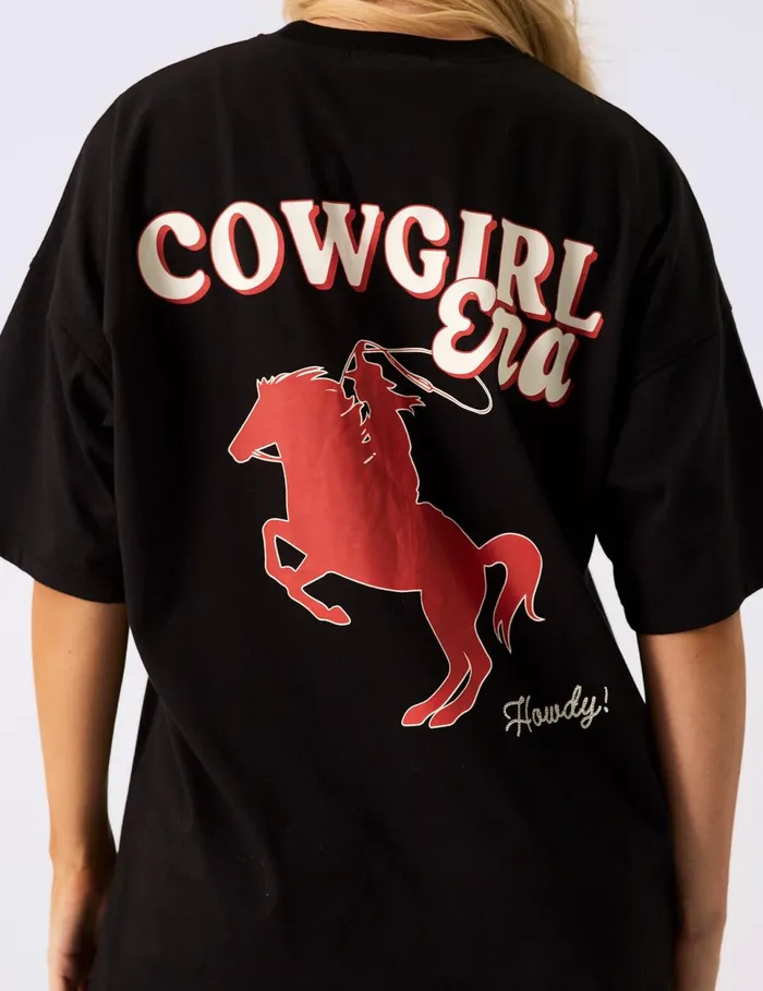 Women Kaiia Cowgirl Era Oversized TShirt Black Black Public Desire Festival
