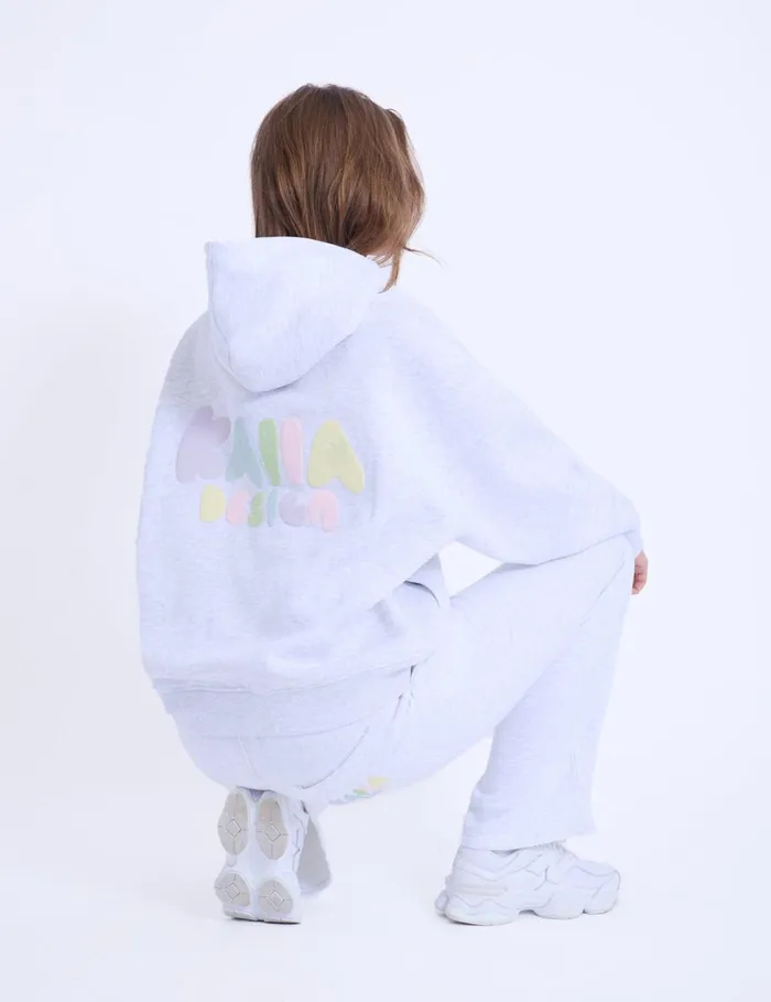 Women Kaiia Design Bubble Logo Oversized Hoodie In Lt Grey Marl and Rainbow Marl Public Desire Tops Women Kaiia Design Bubble Logo Oversized Hoodie In Lt Grey Marl and Rainbow Marl Public Desire Tops