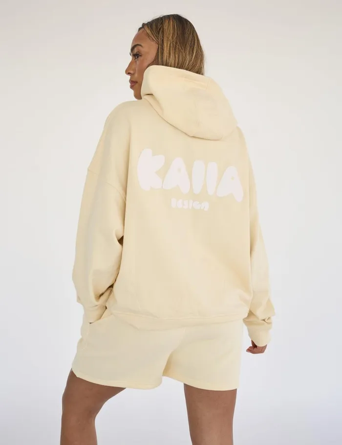 Women Kaiia Design Bubble Logo Oversized Hoodie Lemon Yellow Public Desire View All Clothing