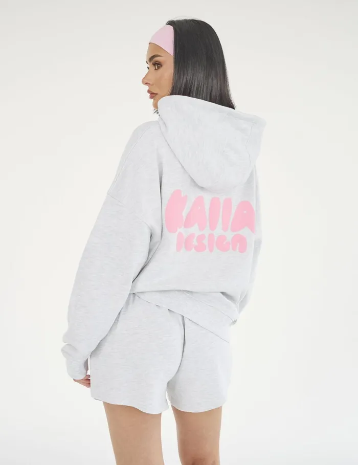 Women Kaiia Design Bubble Logo Oversized Hoodie Lt Grey Marl and Pink Marl Public Desire Sweatshirt and Hoodies Women Kaiia Design Bubble Logo Oversized Hoodie Lt Grey Marl and Pink Marl Public Desire Sweatshirt and Hoodies