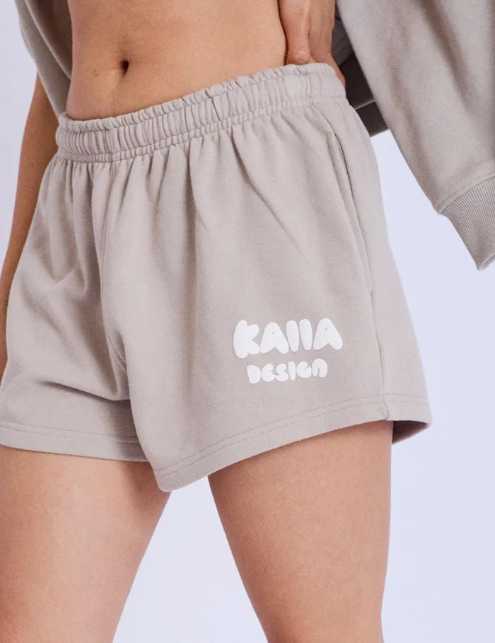 Women Kaiia Design Bubble Logo Sweat Shorts Stone Stone Public Desire Shorts