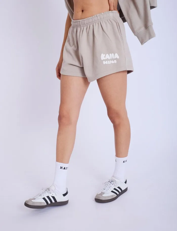 Women Kaiia Design Bubble Logo Sweat Shorts Stone Stone Public Desire Shorts