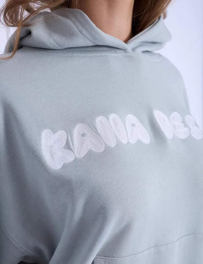 Women Kaiia Design Embroderied Bubble Print Hoodie Foam Blue Blue Public Desire Sweatshirt and Hoodies