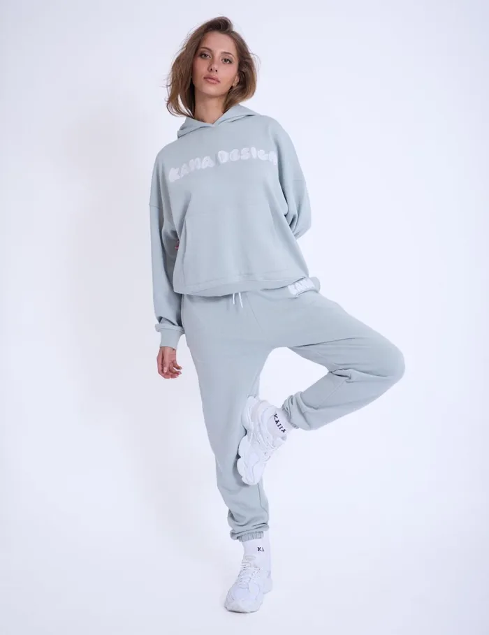 Women Kaiia Design Embroderied Bubble Print Hoodie Foam Blue Blue Public Desire Sweatshirt and Hoodies