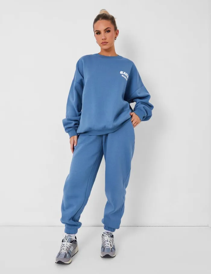 Women Kaiia Design Relaxed Fit Cuffed Jogger Coord Denim Blue Blue Public Desire Two Piece Sets