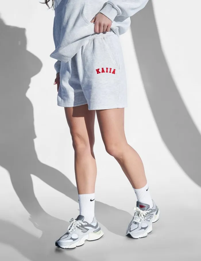Women Kaiia Design Sweat Shorts Light Grey Marl And Red Grey Public Desire Shorts