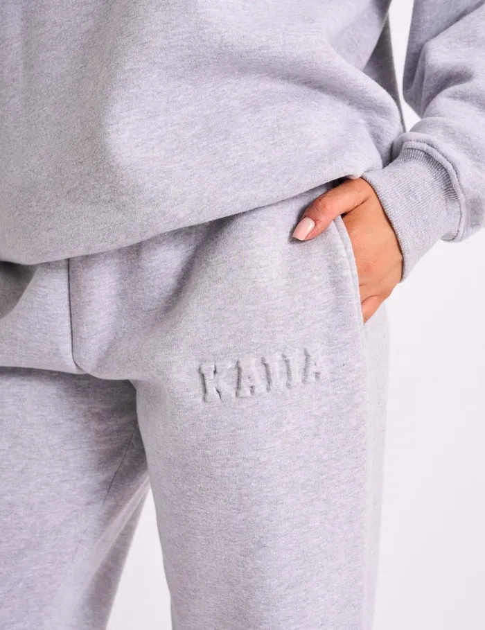 Women Kaiia Embossed Logo Cuffed Joggers Grey Marl Marl Public Desire Jogger and Leggings