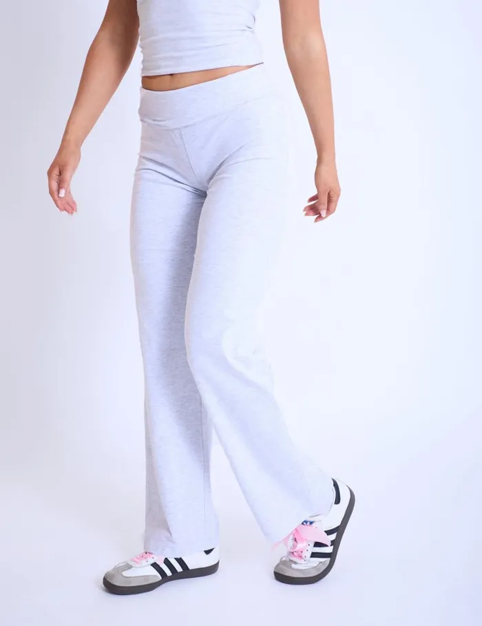 Women Kaiia Fold Over Yoga Pants Light Grey Marl Marl Public Desire Jogger and Leggings
