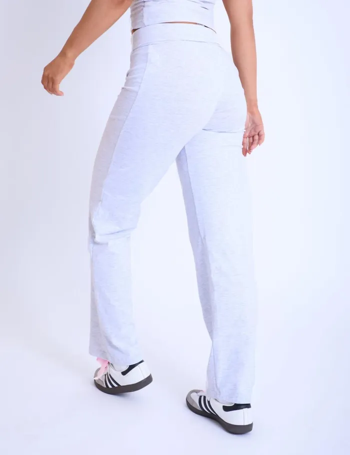 Women Kaiia Fold Over Yoga Pants Light Grey Marl Marl Public Desire Jogger and Leggings