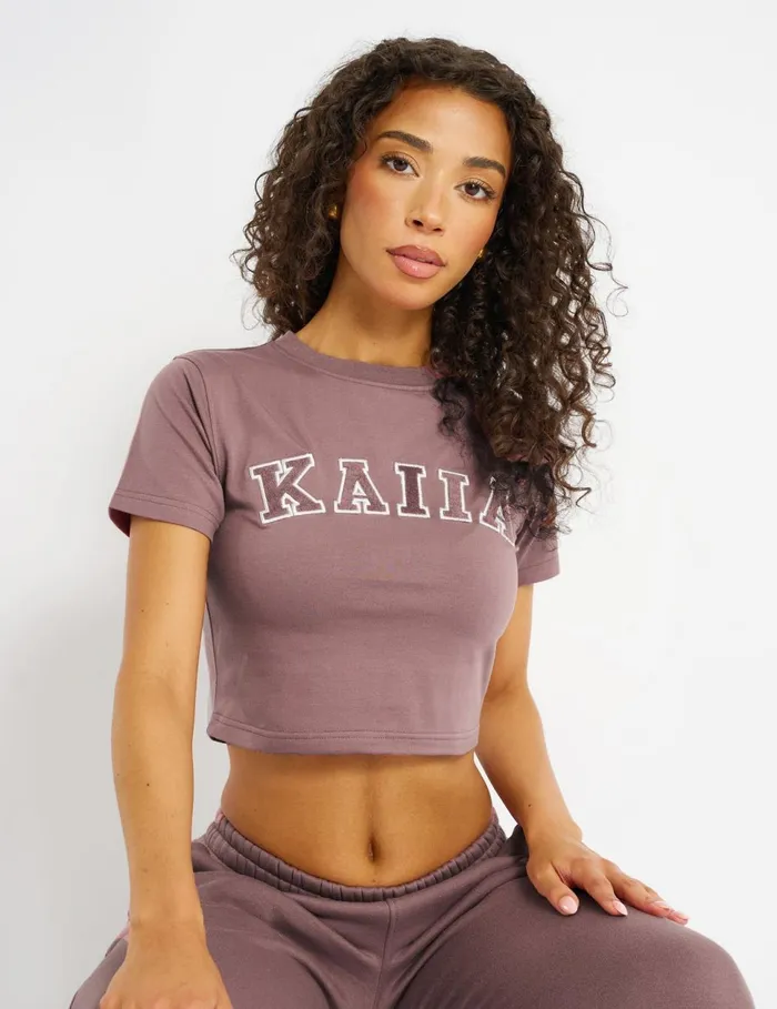 Women Kaiia Logo Baby Tee Rose Rose Public Desire Tops