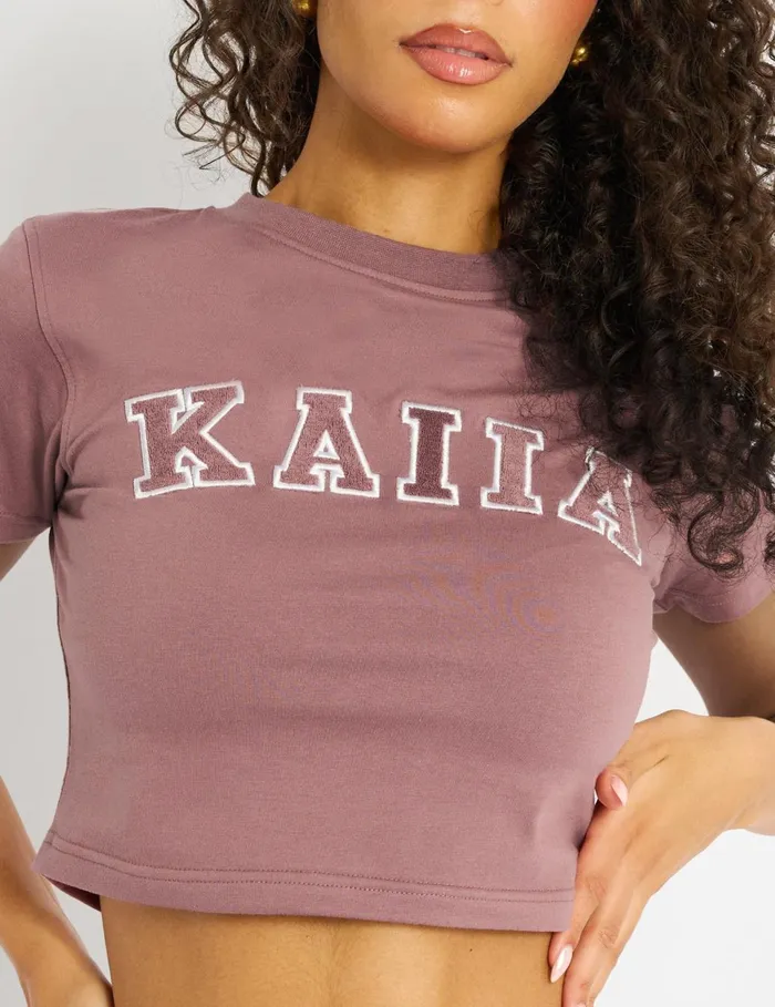 Women Kaiia Logo Baby Tee Rose Rose Public Desire Tops