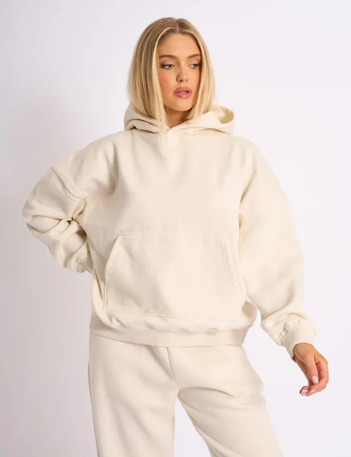 Women Kaiia Logo Embossed Oversized Hoodie Cream Cream Public Desire Sweatshirt and Hoodies