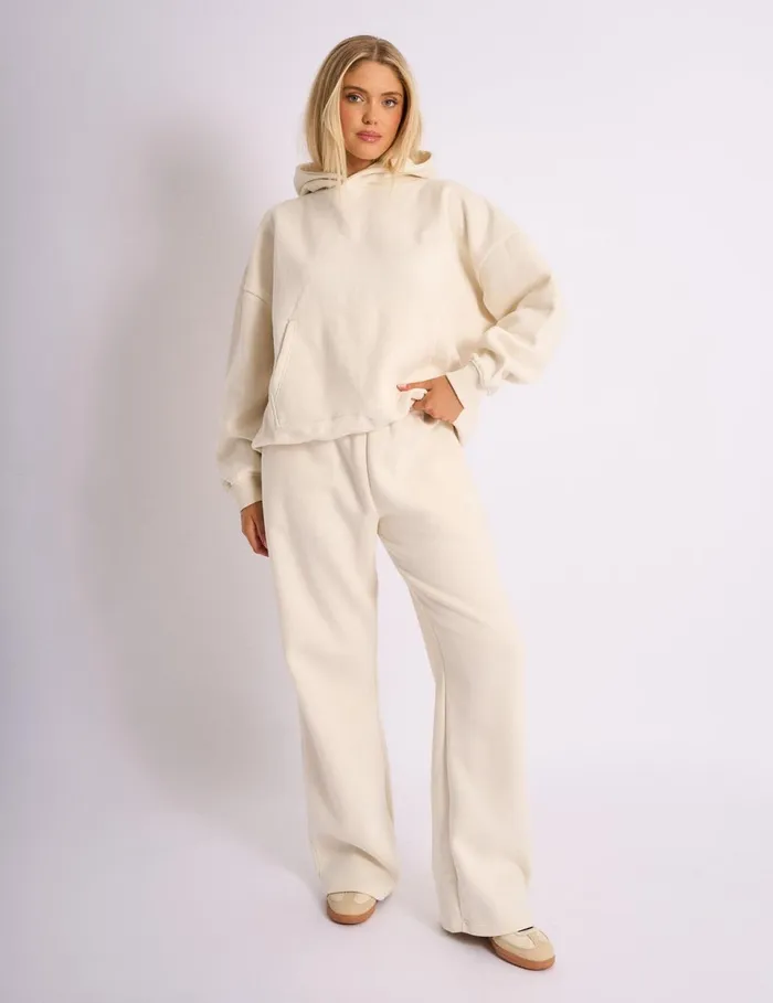 Women Kaiia Logo Embossed Oversized Hoodie Cream Cream Public Desire Sweatshirt and Hoodies