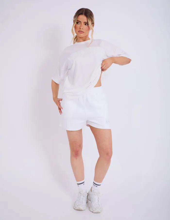 Women Kaiia Logo Sweat Shorts Off White Neutral Public Desire Kaiia The Label