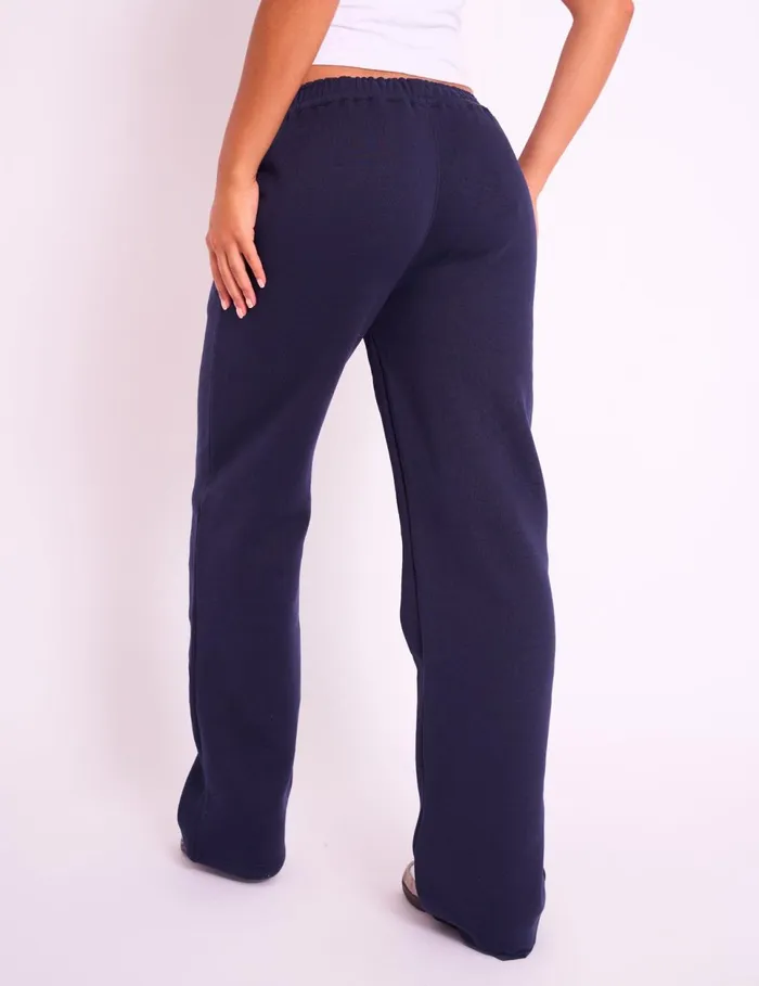 Women Kaiia Logo Wide Leg Sweat Pants Navy Navy Public Desire Tops