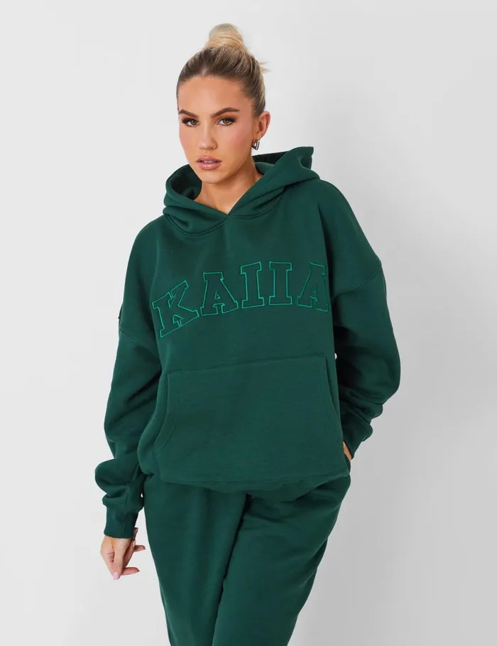 Women Kaiia Oversized Logo Hoodie Forest Green Green Public Desire Curve