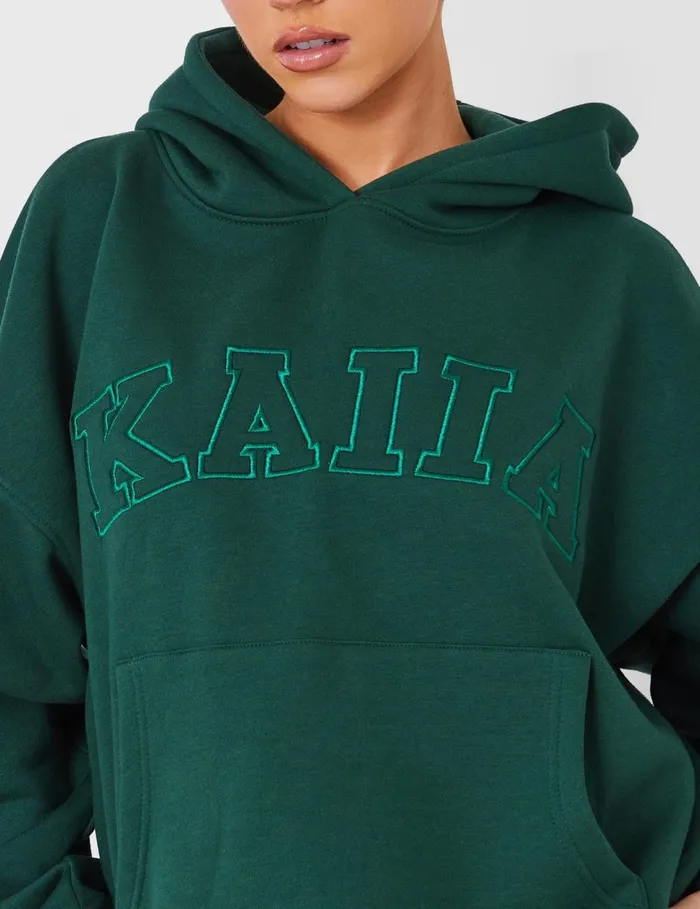 Women Kaiia Oversized Logo Hoodie Forest Green Green Public Desire Curve