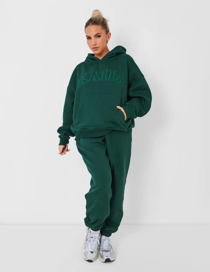 Women Kaiia Oversized Logo Hoodie Forest Green Green Public Desire Curve