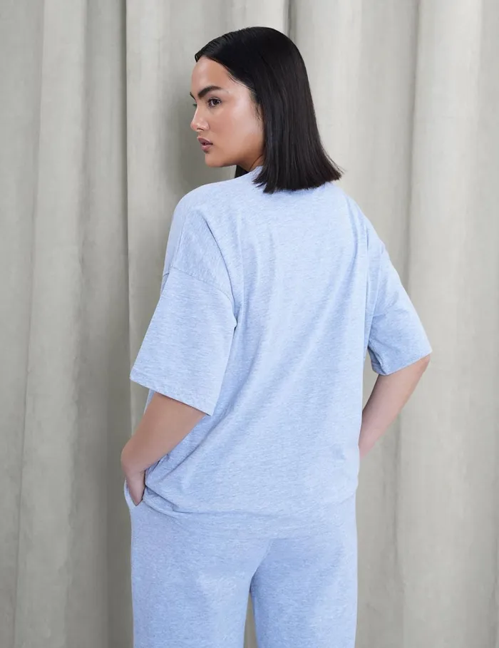 Women Kaiia Paris Logo Oversized Top Grey Marl Marl Public Desire Tops