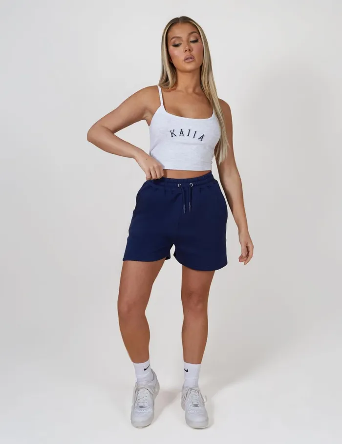Women Kaiia Ribbed Cami Logo Top In Grey Marl Grey Public Desire Tops