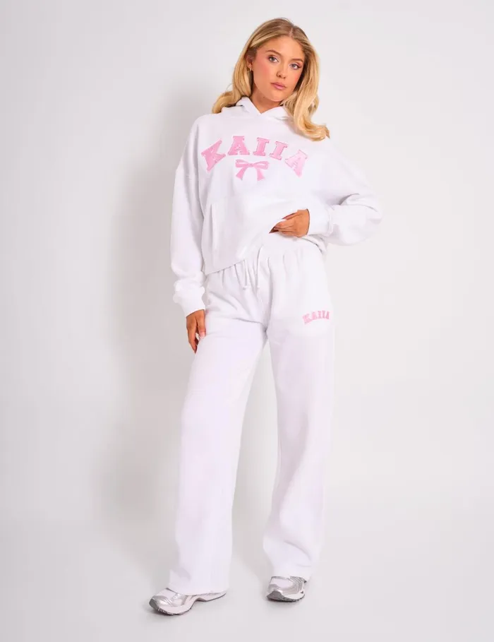 Women Kaiia Ribbed Waistband Wide Leg Sweat Pants White and Pink Pink Public Desire Tailoring Women Kaiia Ribbed Waistband Wide Leg Sweat Pants White and Pink Pink Public Desire Tailoring