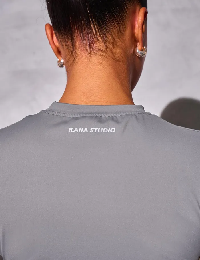 Women Kaiia Sculpt Short Sleeve Fitted Tshirt Slate Grey Grey Public Desire Tops