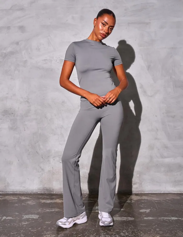 Women Kaiia Sculpt Short Sleeve Fitted Tshirt Slate Grey Grey Public Desire Tops