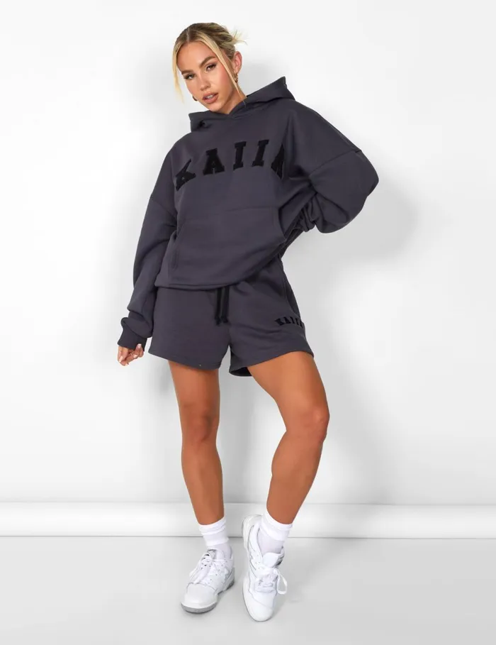 Women Kaiia Slogan Oversized Hoodie Dark Grey US Grey Public Desire Tracksuit