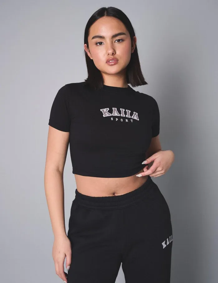 Women Kaiia Sport Baby Tee Black Black Public Desire Tops
