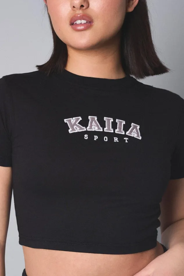 Women Kaiia Sport Baby Tee Black Black Public Desire Tops