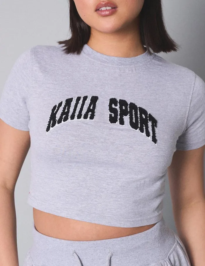 Women Kaiia Sport Baby Tee Grey Marl Marl Public Desire Tops