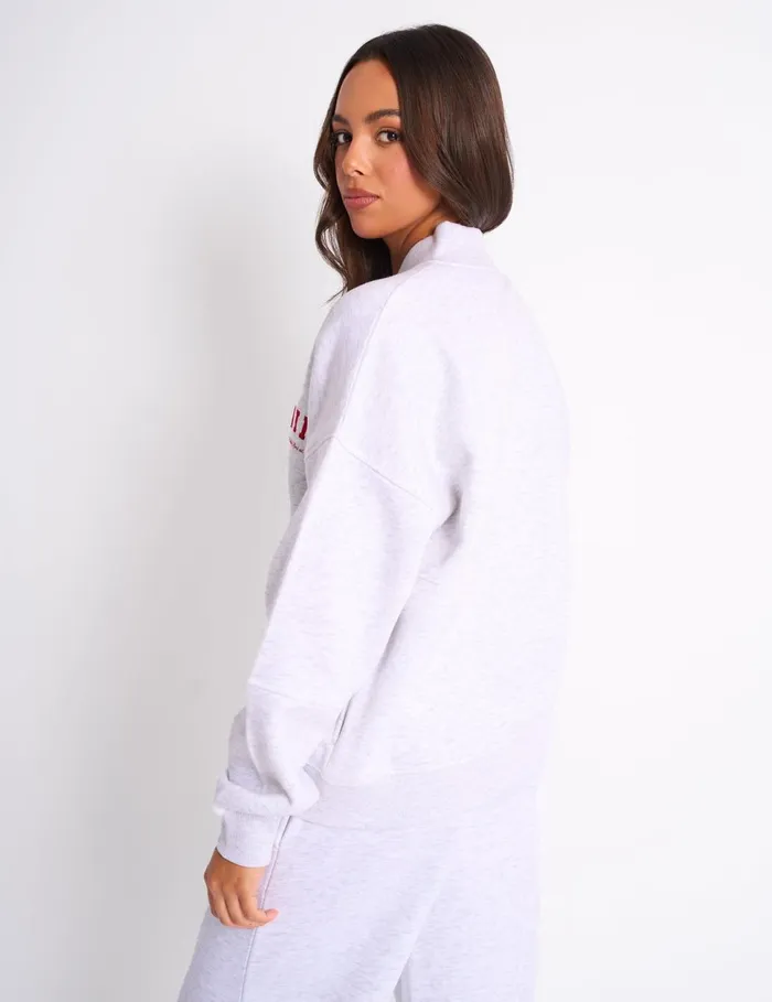 Women Kaiia Sport Oversized Bomber Light Grey Marl and Red Red Public Desire Tailoring