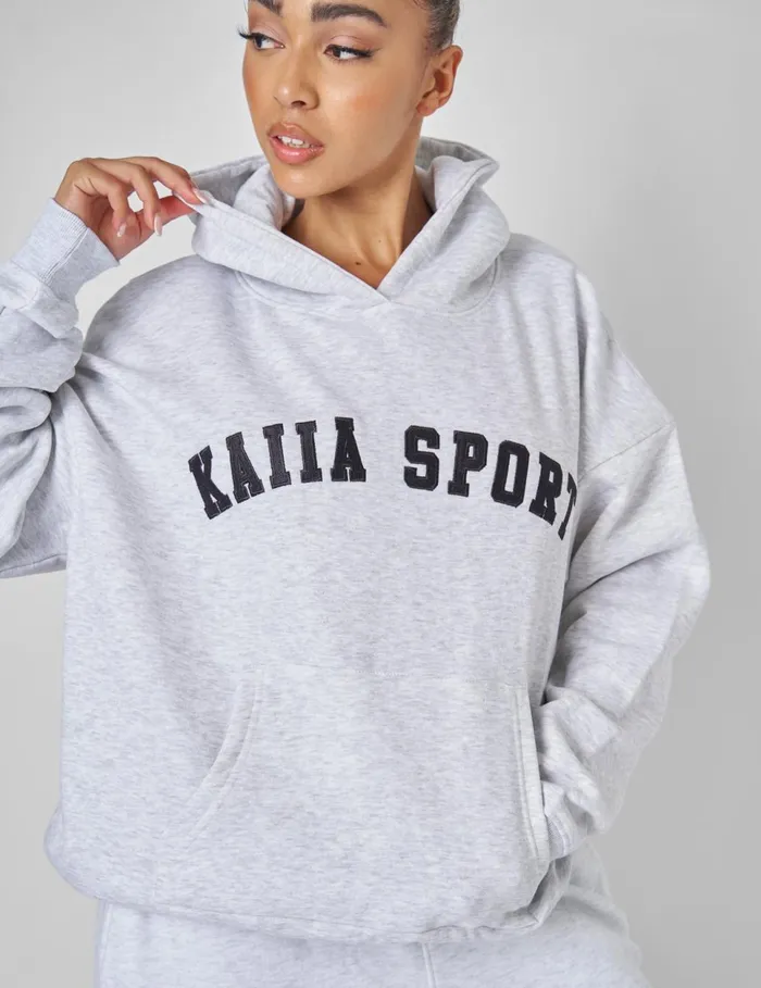 Women Kaiia Sport Oversized Hoodie Oatmeal Marl US Grey Public Desire Sweatshirt and Hoodies