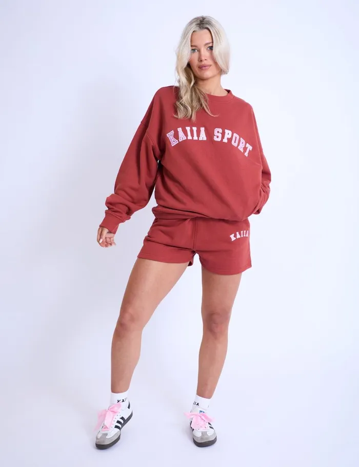 Women Kaiia Sport Oversized Sweatshirt Rust and Pink Brown Public Desire Sweatshirt and Hoodies
