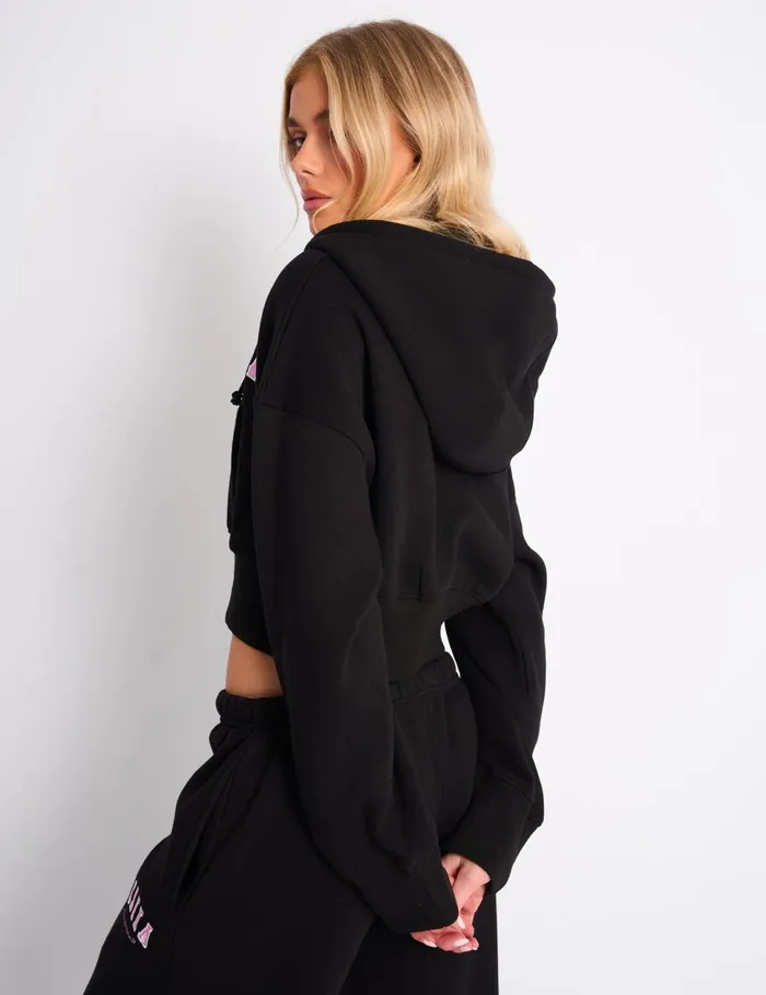 Women Kaiia Sport Zip Up Hoodie Black and Pink Pink Public Desire Tailoring
