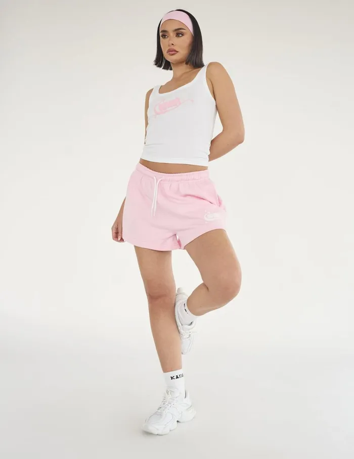 Women Kaiia Star Bubble Logo Vest Top White and Baby Pink White Public Desire Tops