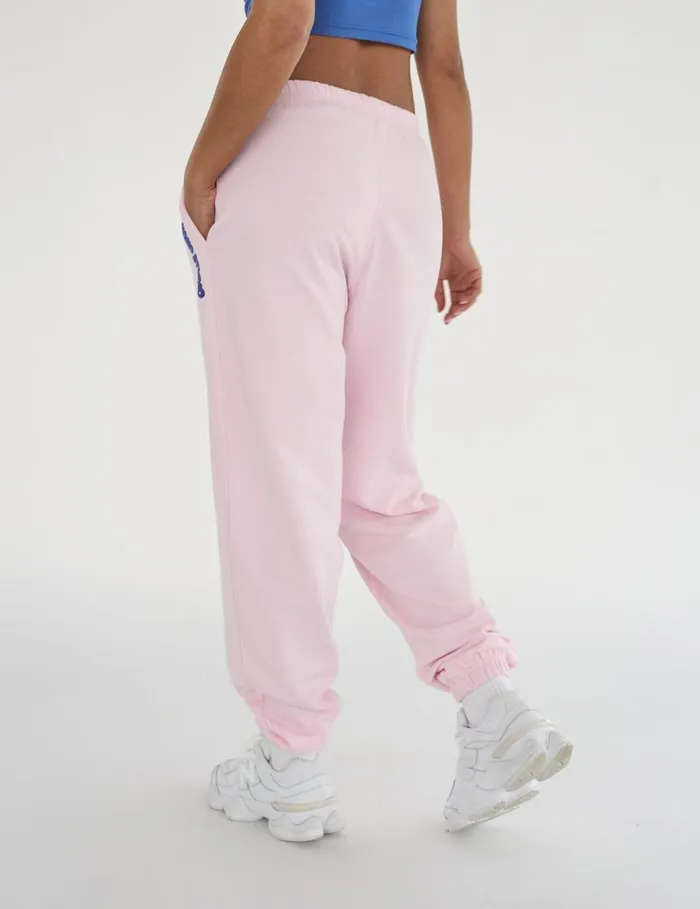 Women Kaiia Studio Bubble Logo Cuffed Joggers Baby Pink and Blue Pink Public Desire Jogger and Leggings
