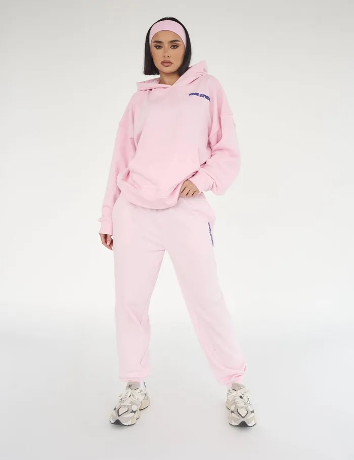 Women Kaiia Studio Bubble Logo Oversized Hoodie Baby Pink and Blue Pink Public Desire Sweatshirt and Hoodies