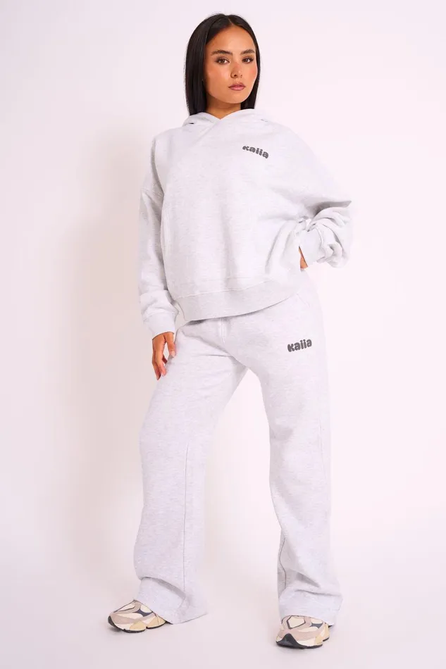 Women Kaiia Studio Bubble Logo Oversized Hoodie Grey Marl Grey Public Desire Kaiia The Label
