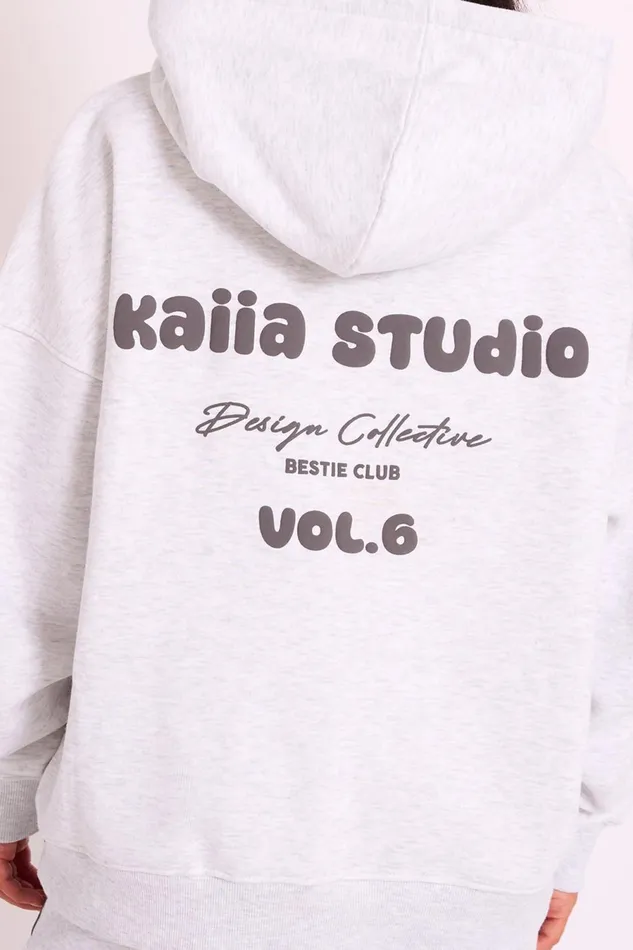 Women Kaiia Studio Bubble Logo Oversized Hoodie Grey Marl Grey Public Desire Kaiia The Label