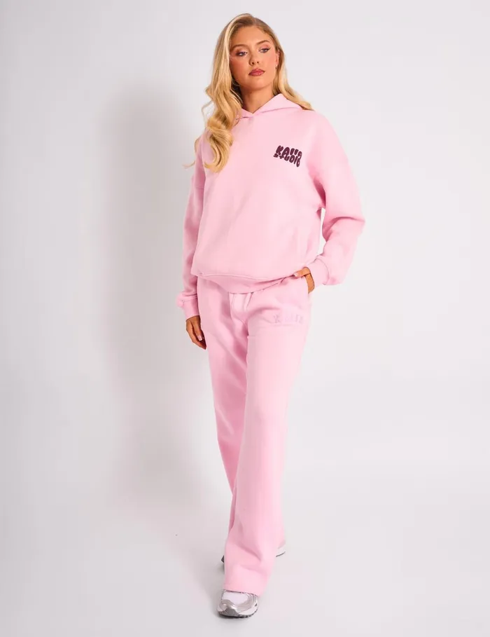 Women Kaiia Studio Bubble Logo Oversized Hoodie Pink and Plum Plum Public Desire Sweatshirt and Hoodies