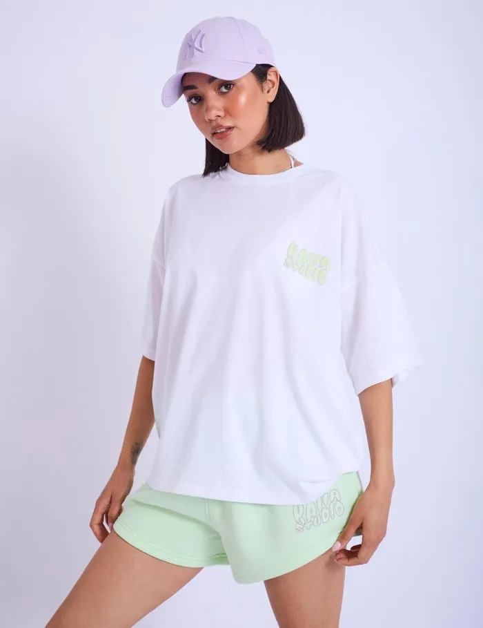 Women Kaiia Studio Bubble Logo Oversized Tshirt White and Lime White Public Desire Tops Women Kaiia Studio Bubble Logo Oversized Tshirt White and Lime White Public Desire Tops