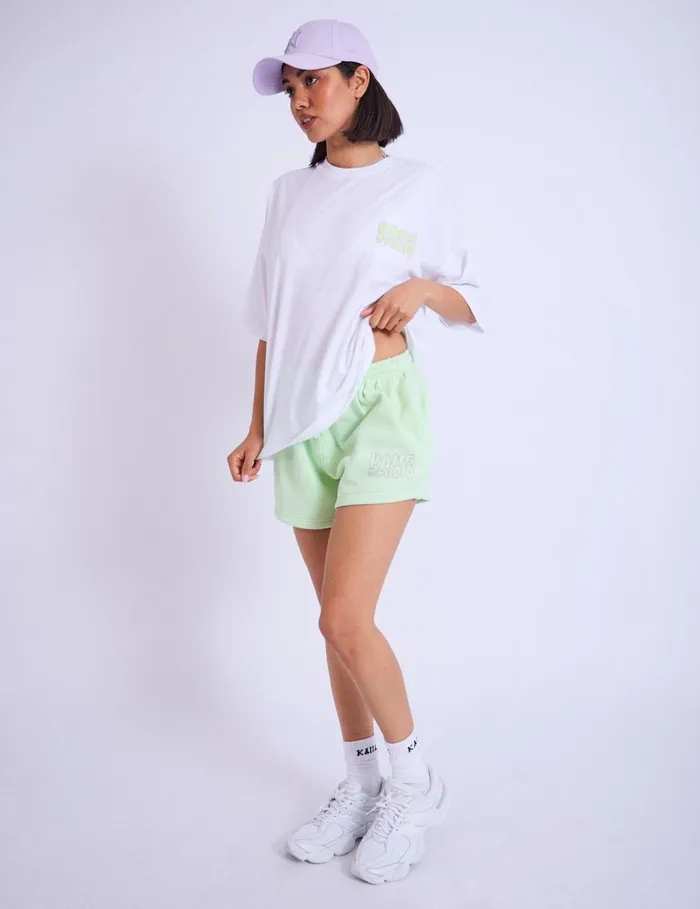 Women Kaiia Studio Bubble Logo Oversized Tshirt White and Lime White Public Desire Tops