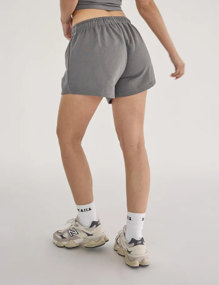 Women Kaiia Studio Bubble Logo Sweat Shorts Dark Grey and Lilac Grey Public Desire Shorts