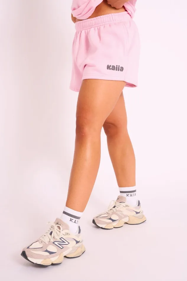 Women Kaiia Studio Bubble Logo Sweat Shorts Pink Grey Public Desire Kaiia The Label