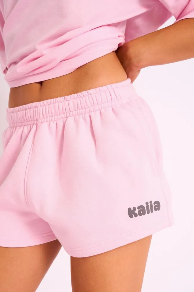 Women Kaiia Studio Bubble Logo Sweat Shorts Pink Grey Public Desire Kaiia The Label