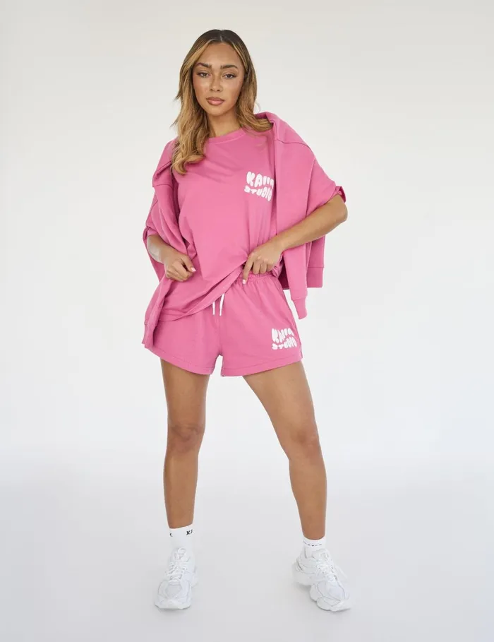 Women Kaiia Studio Bubble Logo Sweat Shorts Pink Pink Public Desire Shorts